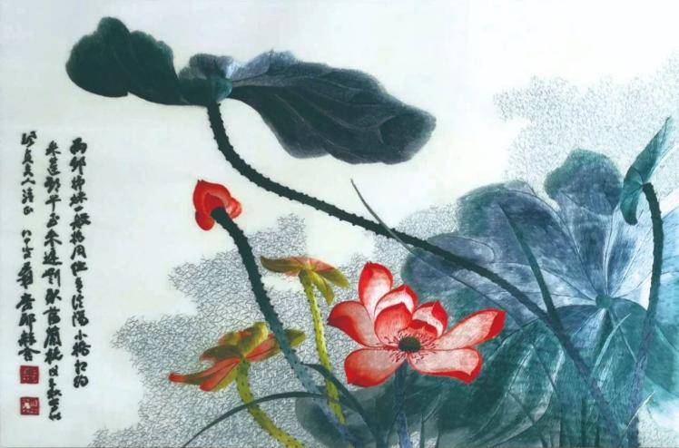 汉绣作品--荷塘