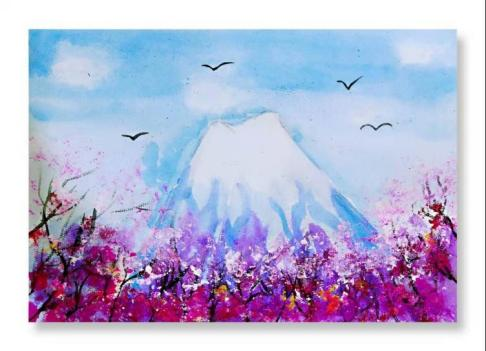 学生作品--水粉画（富士山）
